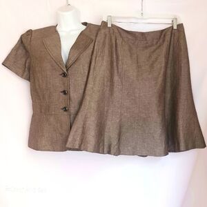 TAHARI  Women's 2-Pieces Skirt & Suit Blazer Jacket Linen Blend Size 8